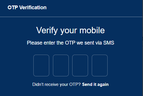 enter otp to verify mobile number