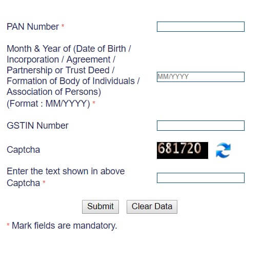enter pan number and date of birth to download e pan card