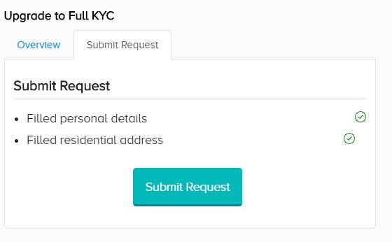 submit request to full kyc of imudra wallet