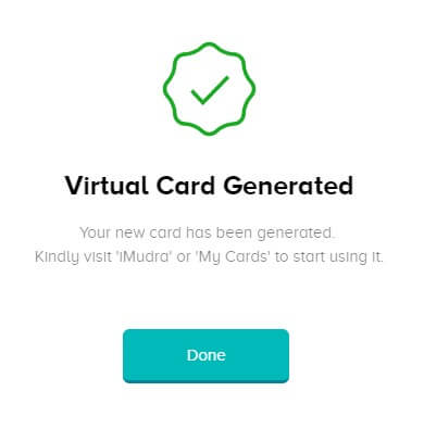 imudra virtual card generated