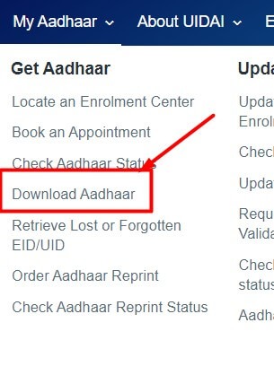click on download aadhar