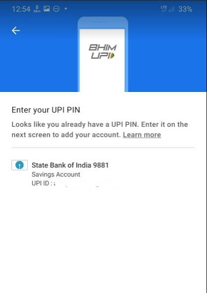 create UPI PIN