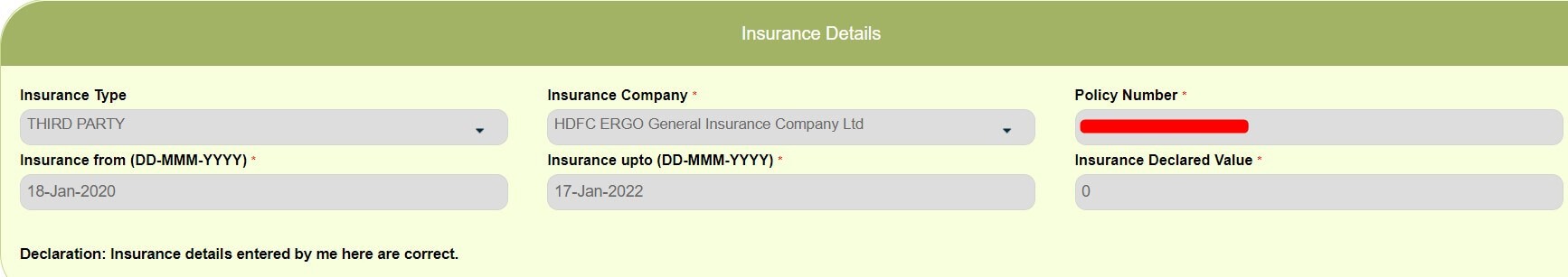 insurance details