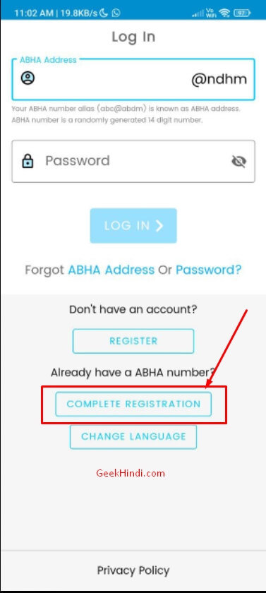 create abha address using app