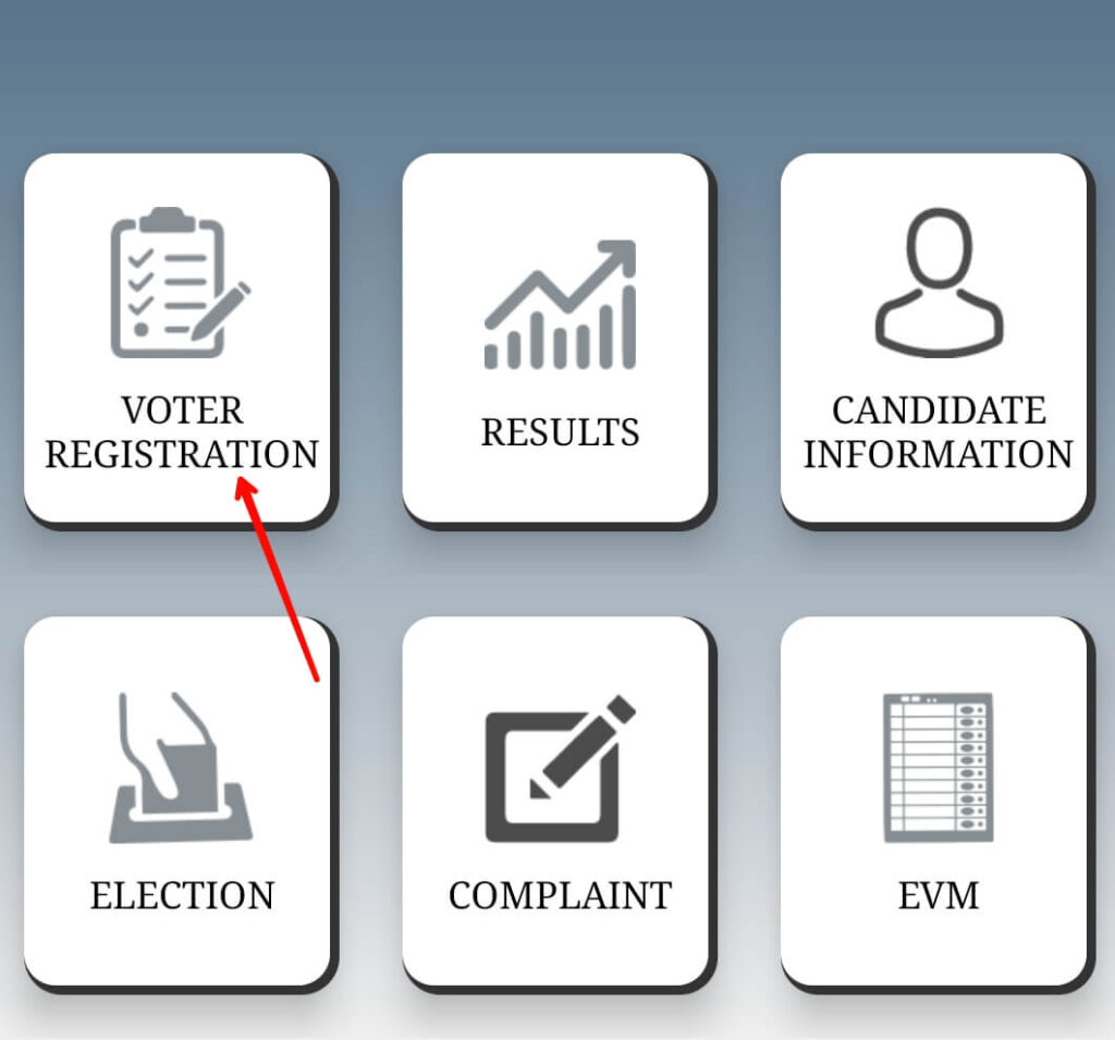 14 Clicking on voter registration in voter Helpline app