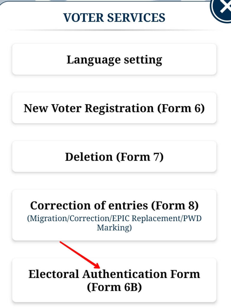 15 clicking on Electoral Authentication Form