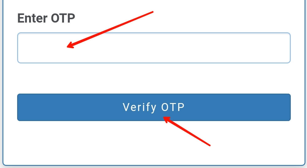 4 entering the otp received and clicking on verify otp